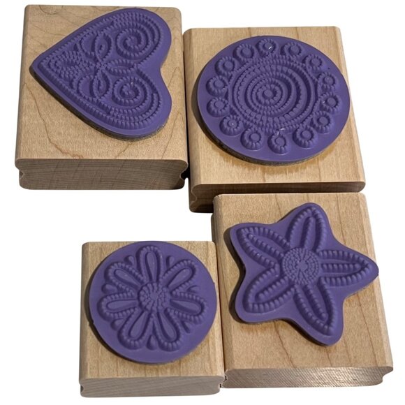 Stampin Up! Wood-Mounted Rubber Stamps Polka Dot Punches Set - Picture 3 of 3